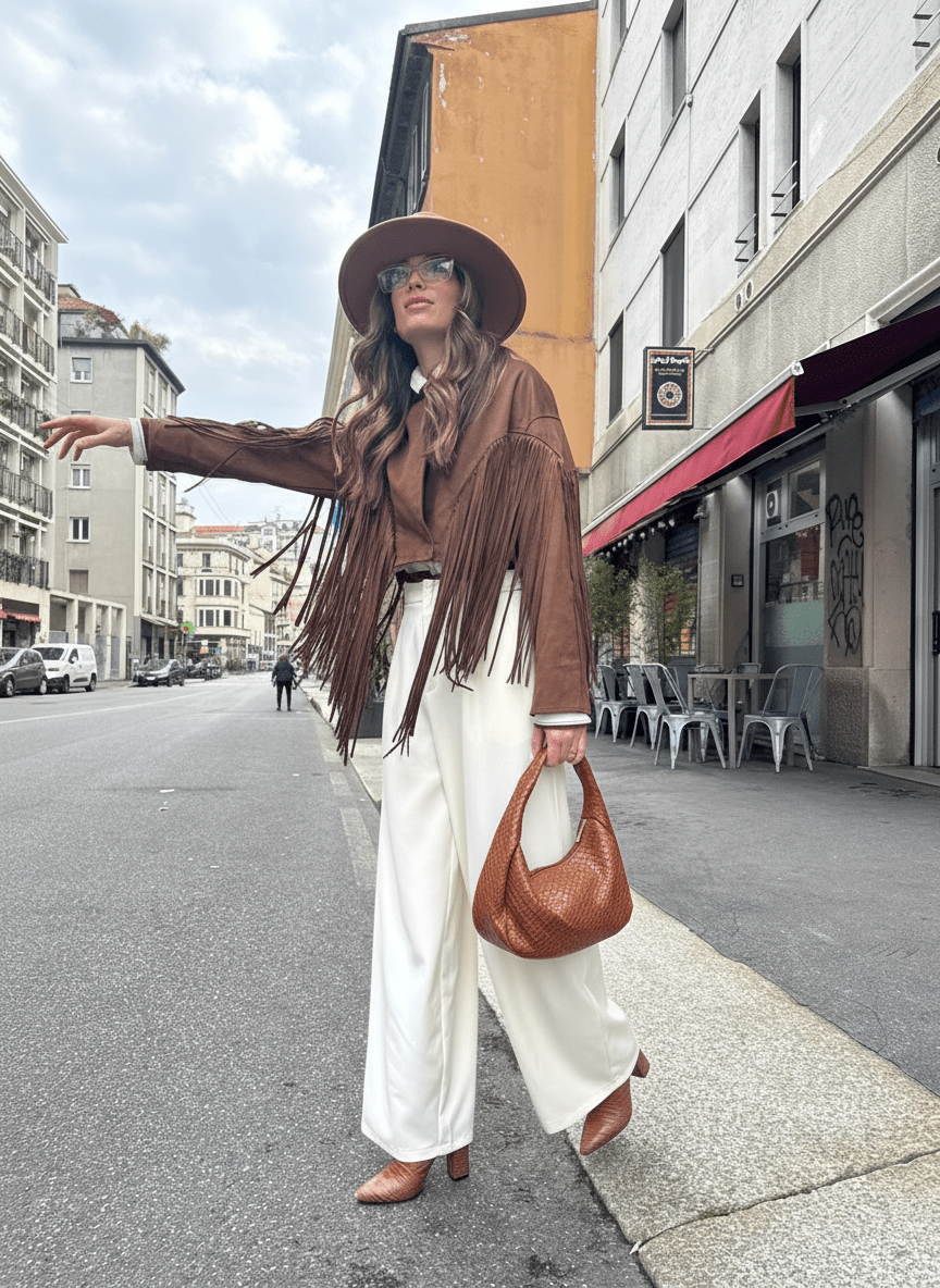 Giacca scamosciata con frange - Omnēa