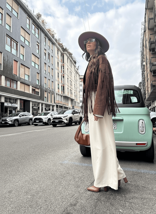 Giacca scamosciata con frange - Omnēa